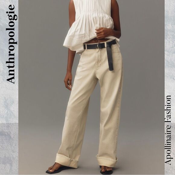 ANTHROPOLOGIE BY PILCRO DENIM JEANS IN IVORY SIZE 29T NWT - Picture 1 of 5